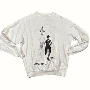 Anine Bing David Bowie Crew Neck Sweatshirt Terry O'Neill Sz X-Small Black White